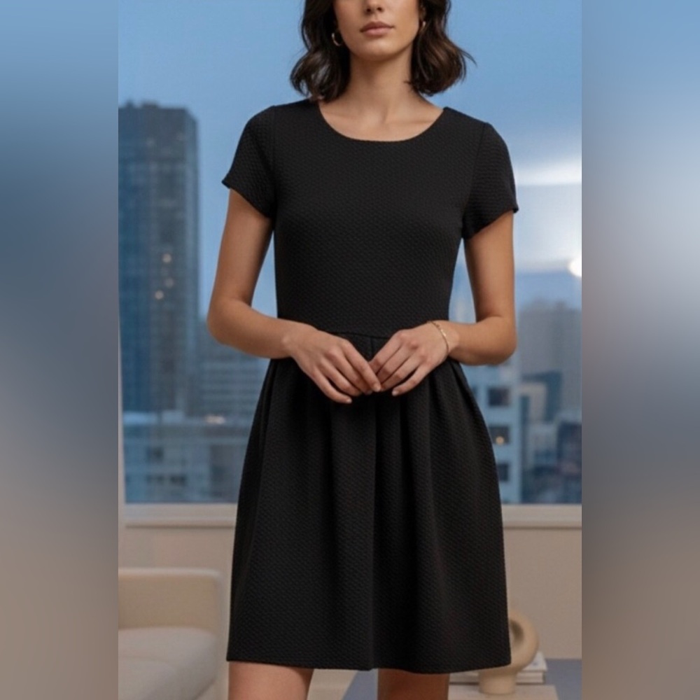 Ganni Basketweave Textured Mini Dress Size M Short Sleeves Classy